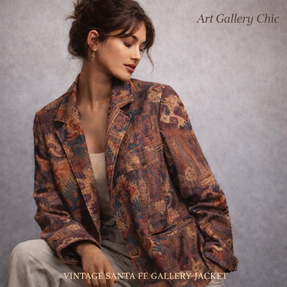 Vintage Oversized Tapestry Blazer | Art Teacher Chic | Santa Fe Gallery Jacket